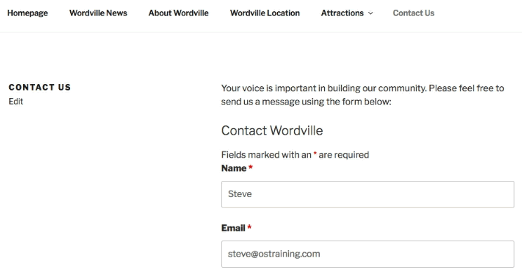 Publishing and Using the Contact Form in WordPress
