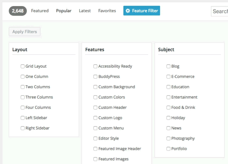 Finding Themes in WordPress
