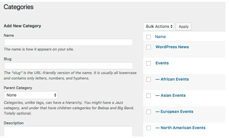 Managing Categories in WordPress