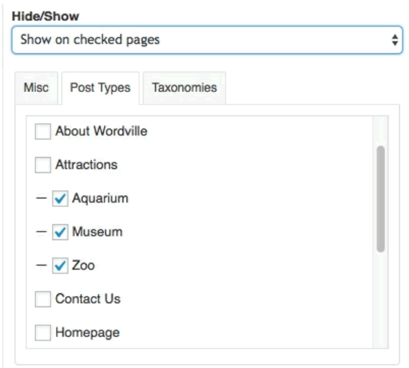 Different Widgets on different Pages in WordPress