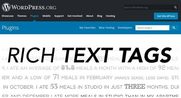 Rich Text Tags Plugin (WordPress)