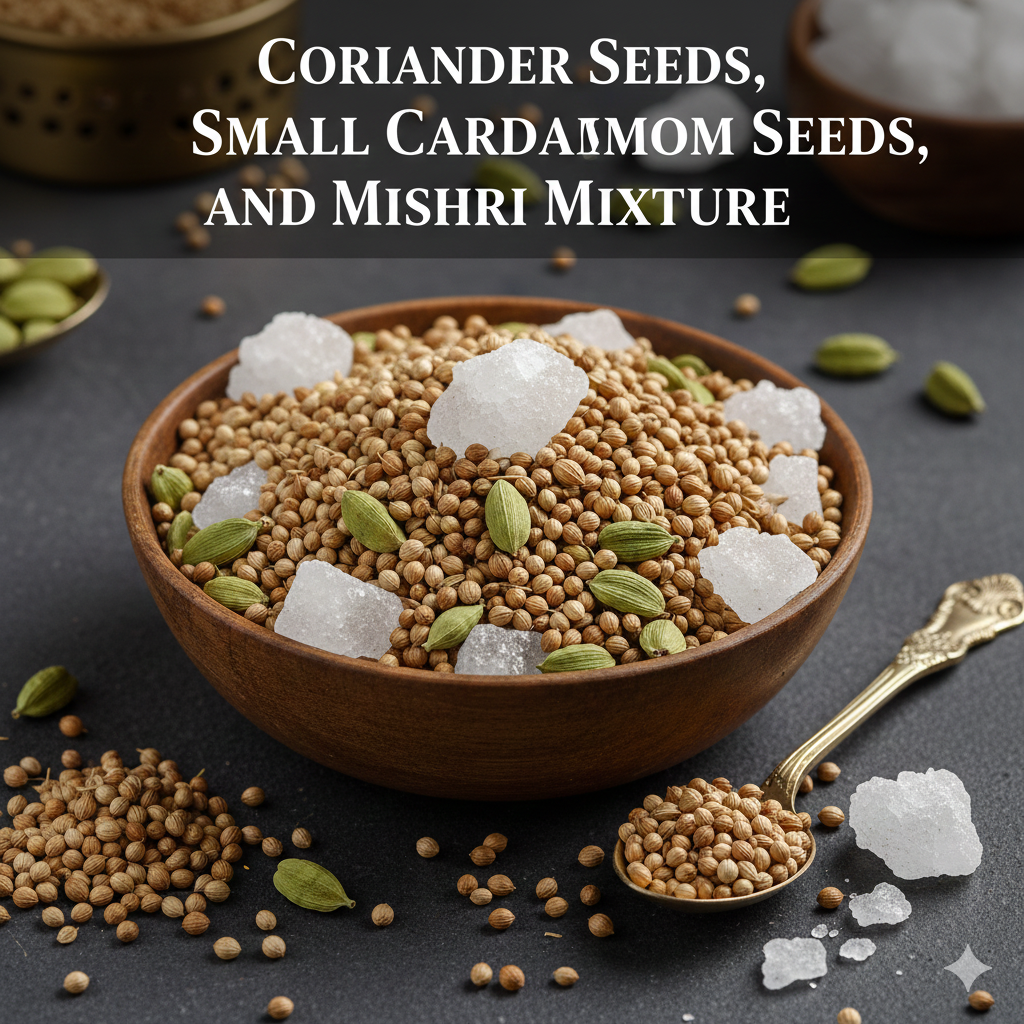 Coriander Seeds Small Cardamom Seeds and Mishri Coriander Seeds Small Cardamom Seeds and Mishri